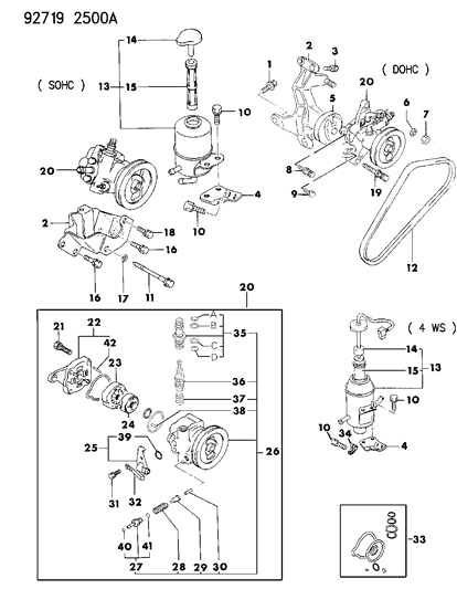 1992 Dodge Stealth PULLEY-Power Steering Oil Pump Belt Tension Diagram for MD172379