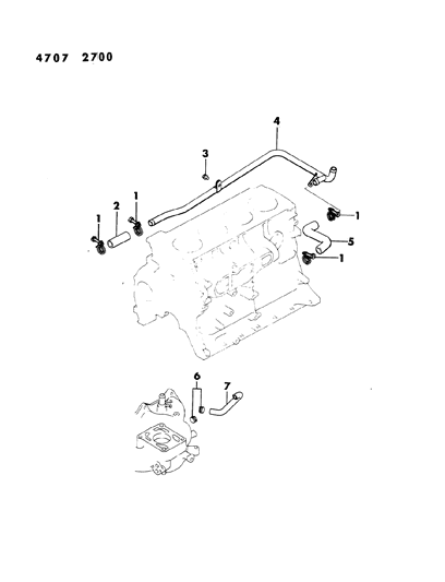 1984 Dodge Ram 50 Water Hose & Pipe Diagram 3