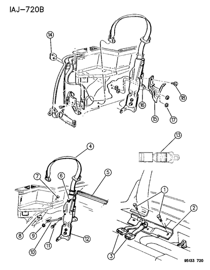 1995 Chrysler LeBaron Belt - Front Seat Diagram 2