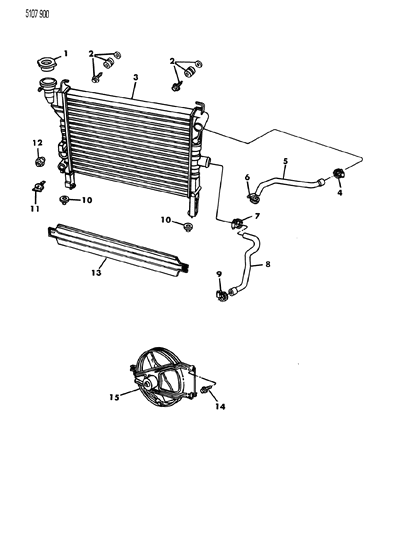 1985 Dodge Charger Radiator & Related Parts Diagram 1