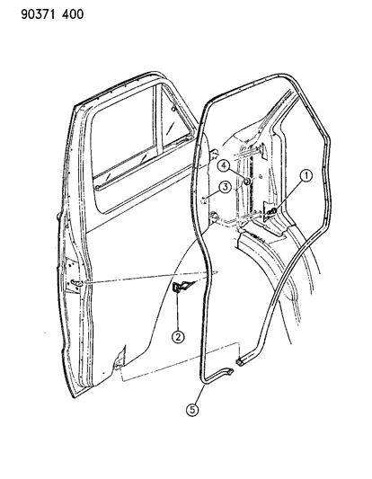 1990 Dodge Ram Van Door, Front Weatherstrip Diagram