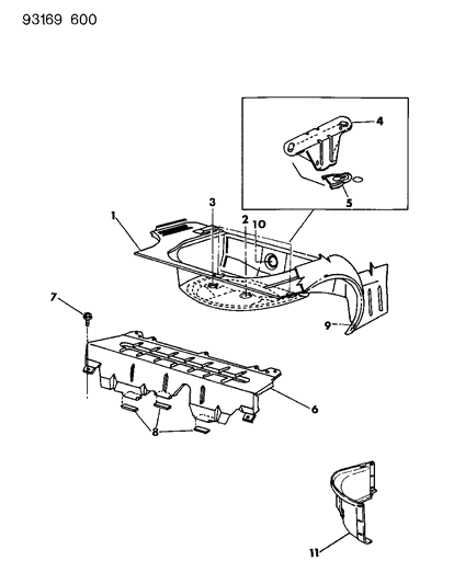 1993 Dodge Shadow Floor Pan Rear Diagram