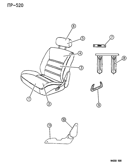 1994 Dodge Shadow Front Seat Diagram 1