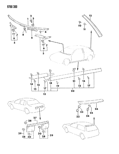1989 Dodge Colt Mouldings - Exterior View Diagram 1