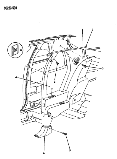 1990 Chrysler LeBaron Panel - Quarter Trim Diagram 1