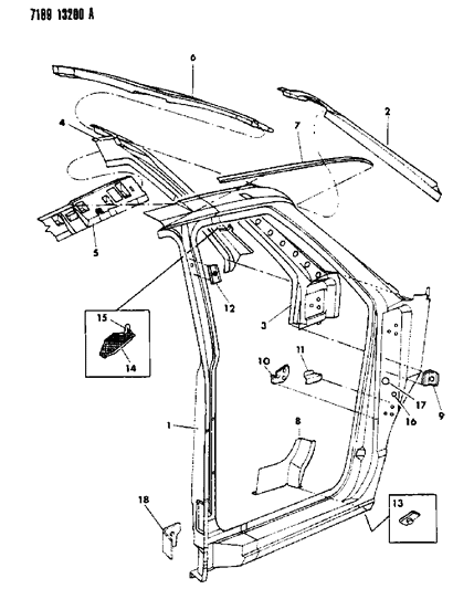 1987 Dodge Grand Caravan Body Front Pillar & Aperture Panel Diagram