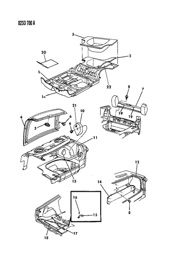 1988 Chrysler LeBaron Premium Carpet & Silencers Diagram