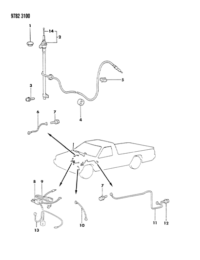1989 Dodge Ram 50 Cable-Audio Equip Diagram for MB141102