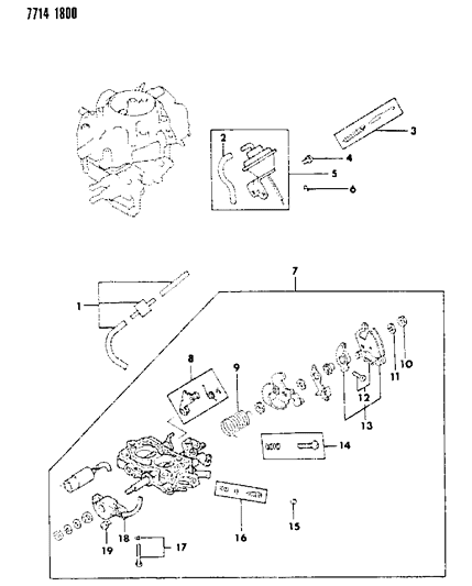 1988 Dodge Raider Carburetor Throttle Parts Diagram