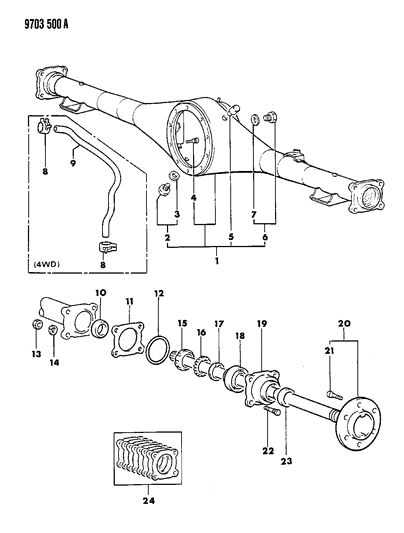 1989 Dodge Ram 50 Axle, Rear Housing And Shaft Diagram