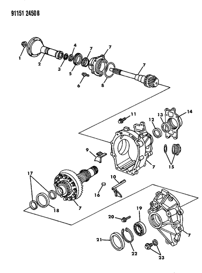 1991 Dodge Caravan Power Transfer Unit & Components Diagram