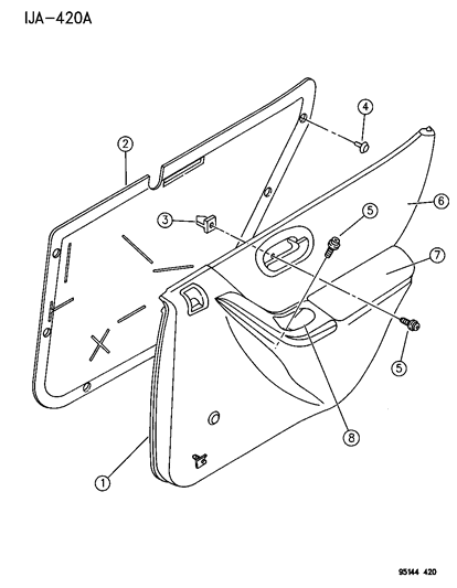 1995 Chrysler Cirrus Panel-Rear Door Trim Comp Diagram for HW74RJK