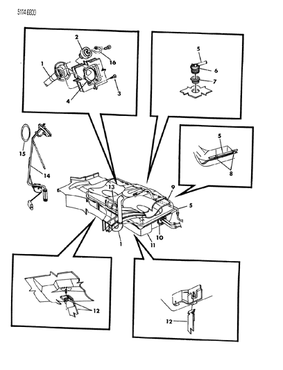 1985 Dodge Omni Fuel Tank & Fuel Filler Diagram