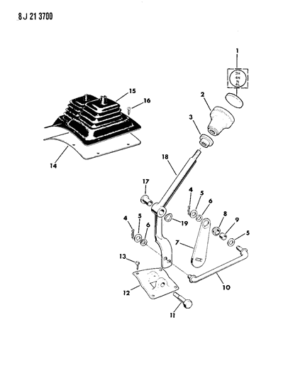 1988 Jeep J20 Controls, Transfer Case Shift Diagram 1