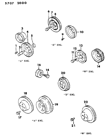 1986 Dodge Ram 50 Drive Pulleys Diagram