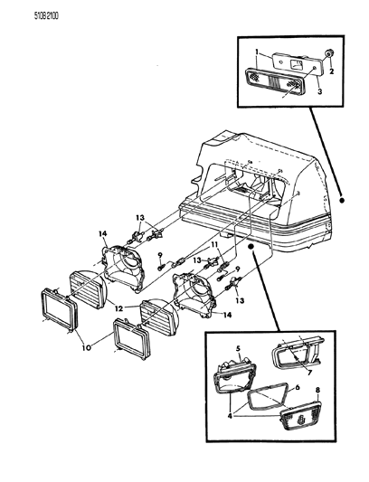 1985 Dodge Charger Lamps - Front Diagram 1