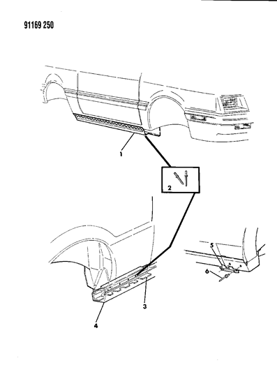 1991 Dodge Shadow Rocker Outer Reinforcement Diagram