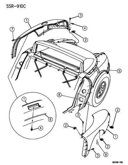 1994 Dodge Viper Rear Quarter Panel Diagram