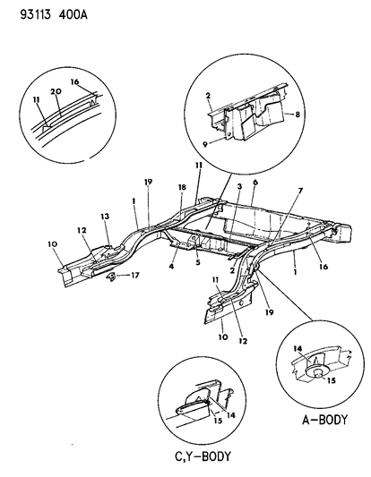 1993 Chrysler LeBaron Frame Rear Diagram