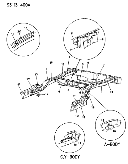 1993 Chrysler New Yorker Salon Frame Rear Diagram
