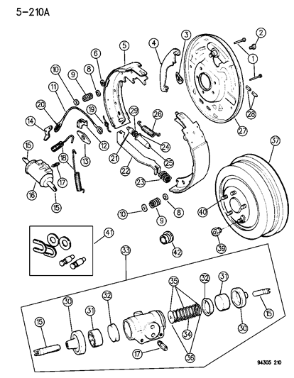 1996 Dodge Ram Wagon Brakes, Rear Diagram 1