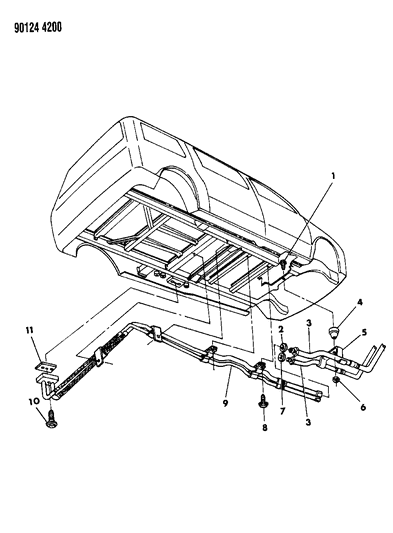 1990 Dodge Grand Caravan Plumbing - Auxiliary Underbody A/C Diagram
