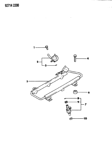 1992 Dodge Ram 50 Fuel Rail & Related Parts Diagram 4