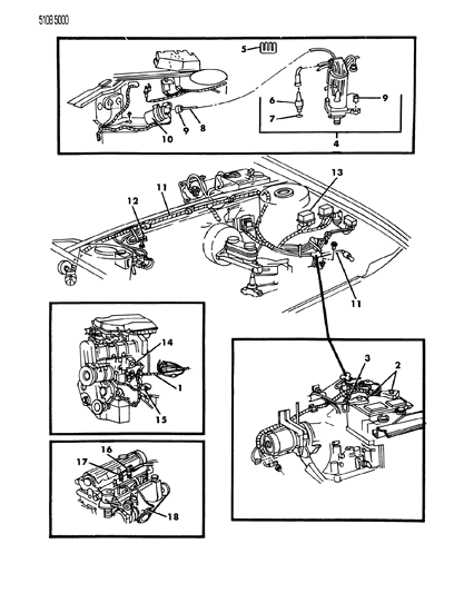 1985 Chrysler Town & Country Wiring - Engine - Front End & Related Parts Diagram