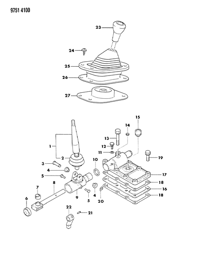 1989 Dodge Raider Control, Shift Transfer Case Diagram