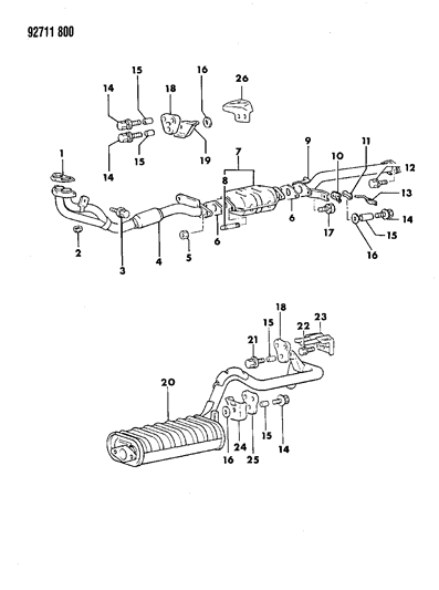 1993 Dodge Ram 50 Exhaust System Diagram