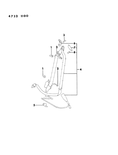 1984 Chrysler Conquest Belt - Front Seat Diagram