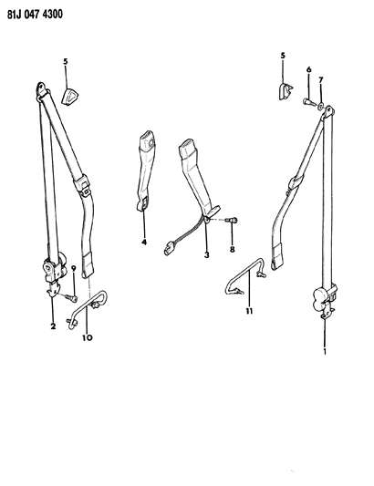 1986 Jeep Cherokee Seat Belts Diagram