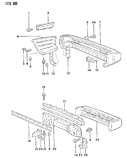 1987 Dodge Colt Bumper, Rear Diagram 2