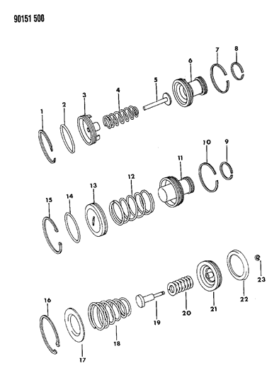 1990 Chrysler New Yorker Servos - Accumulator Piston & Spring Diagram