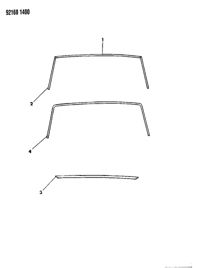 1992 Dodge Dynasty Mouldings - Windshield & Rear Window Diagram