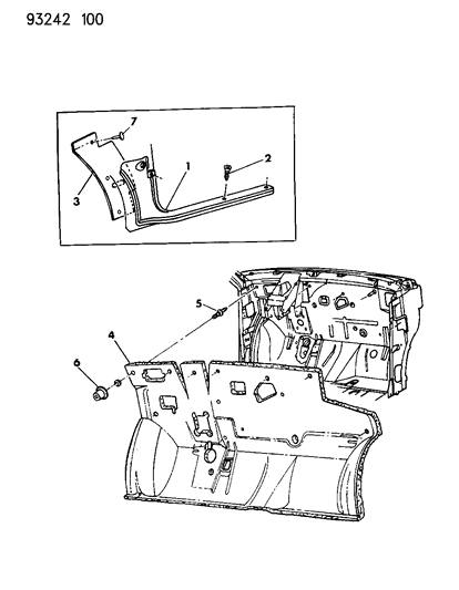 1993 Dodge Caravan Cowl Panel & Silencers Diagram