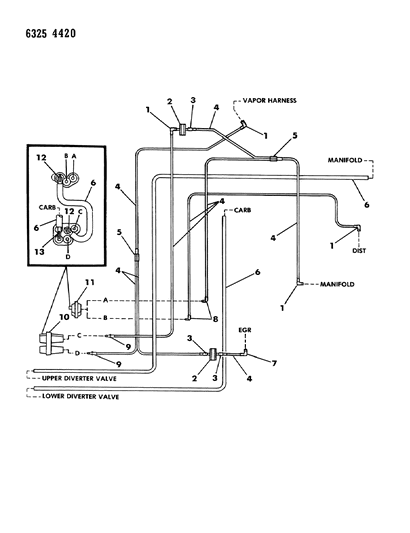 1987 Dodge D150 EGR Hose Harness Diagram 9