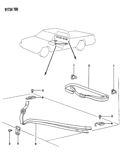 1991 Dodge Ram 50 Parcel Straps Diagram