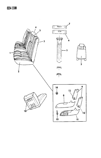 1988 Chrysler LeBaron Base Front Seat Diagram 3