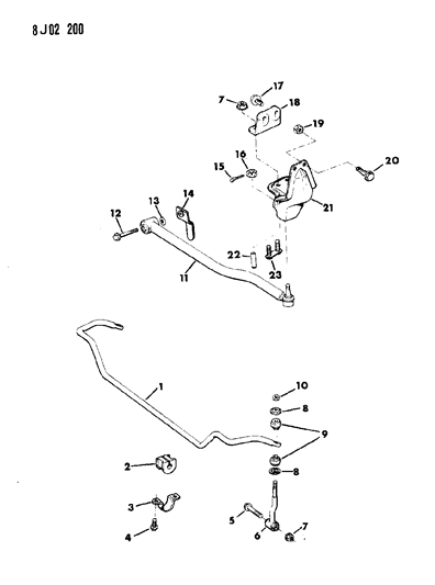 1987 Jeep Comanche Bar, Front Stabilizer Diagram