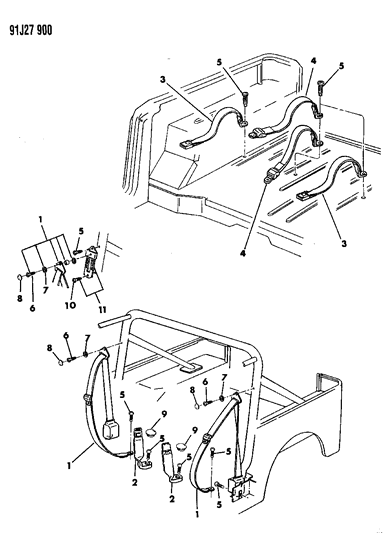 Seat Belts - 1991 Jeep Wrangler