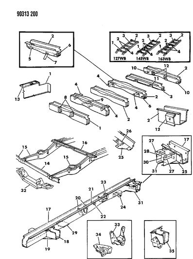 1993 Dodge Ram Wagon Bracket-Seat Belt Anchor Diagram for 4352237