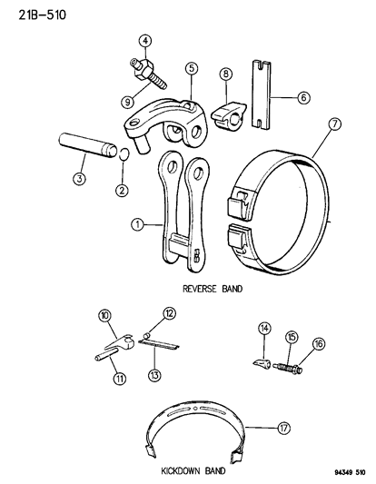 1995 Dodge Ram Wagon Bands , Reverse & Kickdown With Linkage Diagram 2