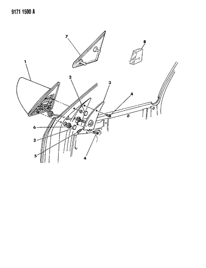 1989 Dodge Shadow Mirror - Exterior Diagram