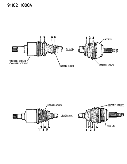 1991 Chrysler Imperial Shaft - Major Component Listing Diagram