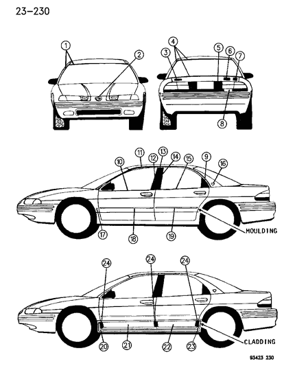 1996 Chrysler LHS Mouldings & Cladding Diagram 4