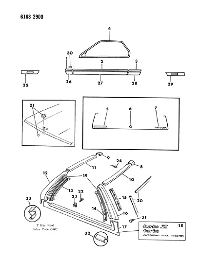 1986 Chrysler Laser Mouldings & Ornamentation - Exterior View Diagram 2