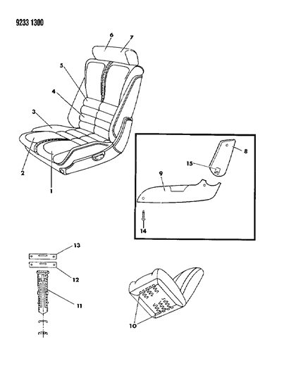 1989 Chrysler LeBaron GTC Front Seat Diagram 3