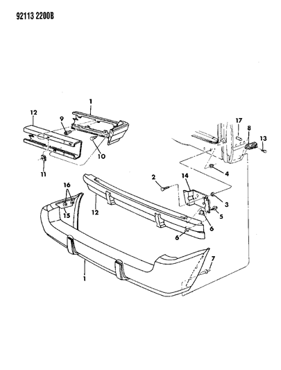 1992 Chrysler Town & Country Rear Fascia Diagram