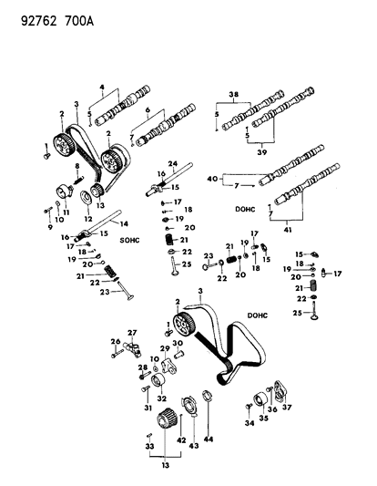 1992 Dodge Stealth Shaft Exhaust Valve Rocker Diagram for MD096809